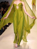 Ndyad Halter Neck Olive Green Sheath Chiffon Long Prom Dresses Retro Evening Dress with Beading HZ1024