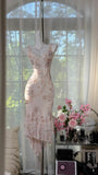Ndyad Apricot V-neck Sheath Chiffon Short Prom Dresses Elegant Evening Gowns with Beading HZ1024