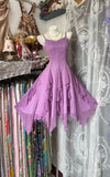 Ndyad Purple Spaghetti Straps A-Line Chiffon Ruffle Short Prom Dresses Sweet 16 Dress with Beading HZ1024