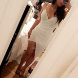 Ndyad White Spaghetti Strap Chiffon Sheath Short Party Dress HZ1024