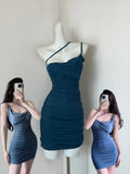 Ndyad Jade Asymmetric Neck Bodycon Short Evening Dress Fashion Party Dress HZ1024
