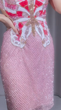 Ndyad Pink Spaghetti Straps Sheath Beaded Short Prom Dresses Retro Evening Dress HZ1024
