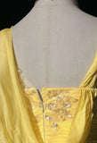 Ndyad Yellow Spaghetti Straps Sheath Tulle Long Prom Dresses Formal Evening Gowns HZ1024