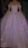 Ndyad Strapless Glitter Tulle Long Ball Gown Elegant Convertible Wedding Dresses HZ1024