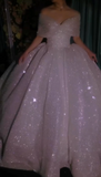 Ndyad Strapless Glitter Tulle Long Ball Gown Elegant Convertible Wedding Dresses HZ1024
