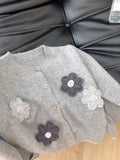Ndyad Knitted long sleeve Cardigan with Handmade Flowers HZ1024