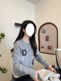 Ndyad Knitted long sleeve Cardigan with Handmade Flowers HZ1024