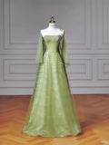 Ndyad Green Strapless A-Line Tulle Evening Gowns Sweet 16 Dress Quinceanera Dress HZ1024