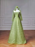 Ndyad Green Strapless A-Line Tulle Evening Gowns Sweet 16 Dress Quinceanera Dress HZ1024