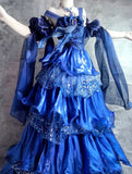 Ndyad Blue Spaghetti Straps A-Line Satin Sequin Long Prom Dresses Gorgeous Birthday Evening Gowns HZ1024