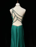 Ndyad Green One Shoulder Sheath Tulle Long Prom Dresses Elegant Evening Gowns HZ1024