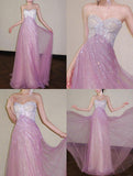 Ndyad Pink Sweetheart A-Line Tulle Sequins Long Prom Dresses Elegant Formal Evening Gowns HZ1024
