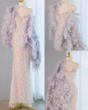 Ndyad Silver Sweetheart Mermaid Sequins Long Prom Dresses Formal Evening Gowns HZ1024
