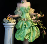 Ndyad Green Sweetheart Neck A-Line Satin Short Prom Dresses HZ1024