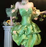 Ndyad Green Sweetheart Neck A-Line Satin Short Prom Dresses HZ1024