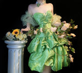 Ndyad Green Sweetheart Neck A-Line Satin Short Prom Dresses HZ1024