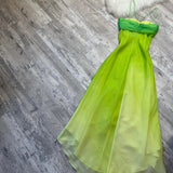 Ndyad Gradient Green Spaghetti Straps Sheath Chiffon Short Party Dress HZ1024