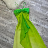 Ndyad Gradient Green Spaghetti Straps Sheath Chiffon Short Party Dress HZ1024