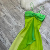 Ndyad Gradient Green Spaghetti Straps Sheath Chiffon Short Party Dress HZ1024