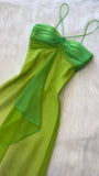 Ndyad Gradient Green Spaghetti Straps Sheath Chiffon Short Party Dress HZ1024
