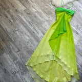 Ndyad Gradient Green Spaghetti Straps Sheath Chiffon Short Party Dress HZ1024