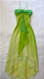 Ndyad Gradient Green Spaghetti Straps Sheath Chiffon Short Party Dress HZ1024