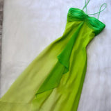 Ndyad Gradient Green Spaghetti Straps Sheath Chiffon Short Party Dress HZ1024