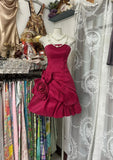 Ndyad Red Strapless A-Line Taffeta Short Prom Dresses Classic Homecoming Dress HZ1024