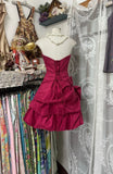 Ndyad Red Strapless A-Line Taffeta Short Prom Dresses Classic Homecoming Dress HZ1024