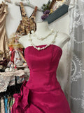 Ndyad Red Strapless A-Line Taffeta Short Prom Dresses Classic Homecoming Dress HZ1024