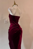 Ndyad Burgundy Strapless Party Dress Bodycon Satin Short Evening Gowns Sexy Birthday Dresses HZ1024