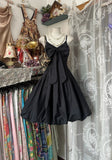 Ndyad Black Spaghetti Straps A-Line Taffeta Short Prom Dresses Vintage Evening Gowns HZ1024