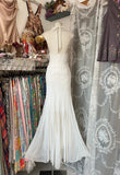 Ndyad White Halter Sheath Chiffon Long Prom Dresses Vintage Backless Evening Gowns HZ1024