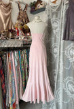 Ndyad Pink Strapless Sheath Chiffon Prom Dresses, Pleated Evening Gowns HZ1024