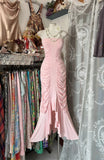 Ndyad Pink Strapless Sheath Chiffon Prom Dresses, Pleated Evening Gowns HZ1024