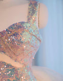 Ndyad Sweetheart Mermaid Sequin Long Prom Dresses Formal Evening Gowns HZ1024
