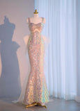 Ndyad Sweetheart Mermaid Sequin Long Prom Dresses Formal Evening Gowns HZ1024