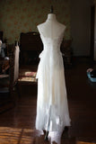 Ndyad Spaghetti Strap Off-White Sheath Chiffon Long Prom Dresses, Elegant Birthday Party Dresses HZ1024