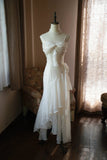 Ndyad Spaghetti Strap Off-White Sheath Chiffon Long Prom Dresses, Elegant Birthday Party Dresses HZ1024