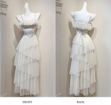 Ndyad Apricot Spaghetti Straps A-Line Layered Tulle Long Prom Dresses, Sweet 16 Dress HZ1024