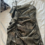 Ndyad Black Gold Strapless Bodycon Short Party BirthdayDresses Sexy Homecoming Dresses HZ1024
