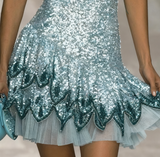 Ndyad Blue Spaghetti Straps Sheath Sequins Short Evening Dress Party Dress HZ1024