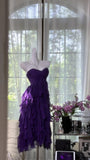 Ndyad Purple Sweetheart Neck Sheath Chiffon Short Prom Dresses Sweet Birthday Party Dress HZ1024