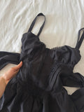 Ndyad Black Thin Strap A-Line Short Prom Dresses Birthday Party Dress HZ1024