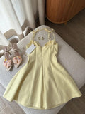 Ndyad Butter Yellow Spaghetti Straps A-Line Satin Short Birthday Party Dress HZ1024