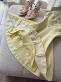 Ndyad Butter Yellow Spaghetti Straps A-Line Satin Short Birthday Party Dress HZ1024