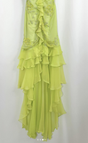 Ndyad Green Sheath Spaghetti Straps Chiffon Long Prom Dresses with Beading Elegant Evening Dress HZ1024