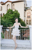 Ndyad White A-Line Strapless Chiffon Short Homecoming Dress Sweet 16 HZ1024