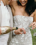 Ndyad Bodycon Strapless Beaded Short Outdoor Party Dress Fashion Wedding Dress HZ1024