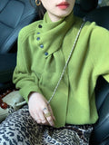 Ndyad style lazy style knitted pullover sweater with detachable scarf HZ1024